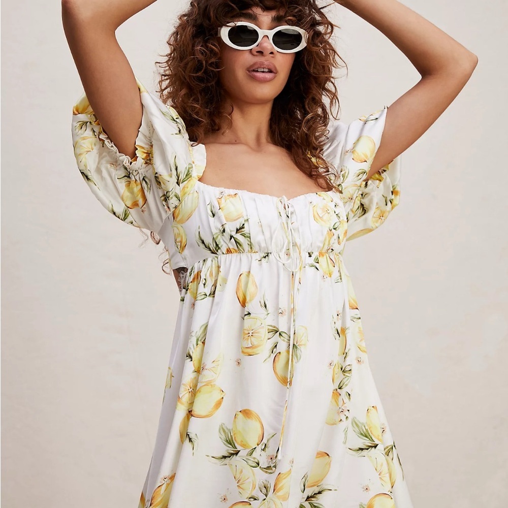 NWT - For Love & Lemons Floral Lemon Mini Dress